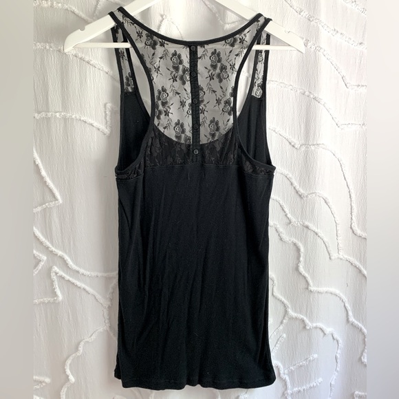 American Eagle Black Lace Tank Top - Picture 2 of 3